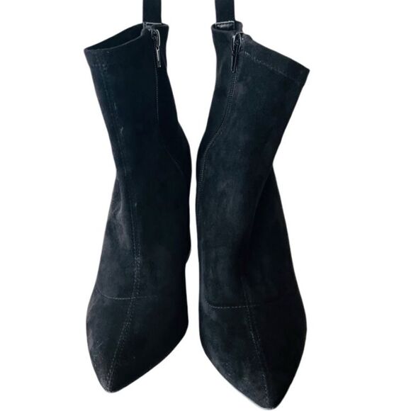 Steve Madden Falona Black Faux Suede Sock Booties Block Heel Size 10 - Picture 4 of 9